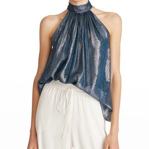 Halston Elegant Blue Halter Top